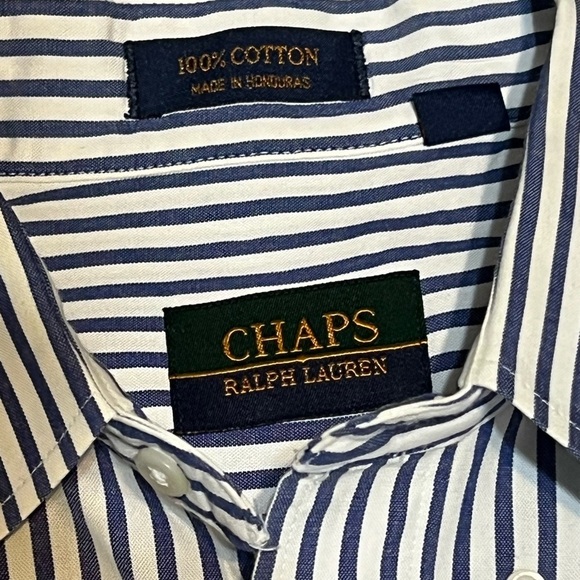 Chaps Ralph Lauren XXL Long Sleeve Striped Button Down Shirt Ivy League Preppy - Picture 6 of 7